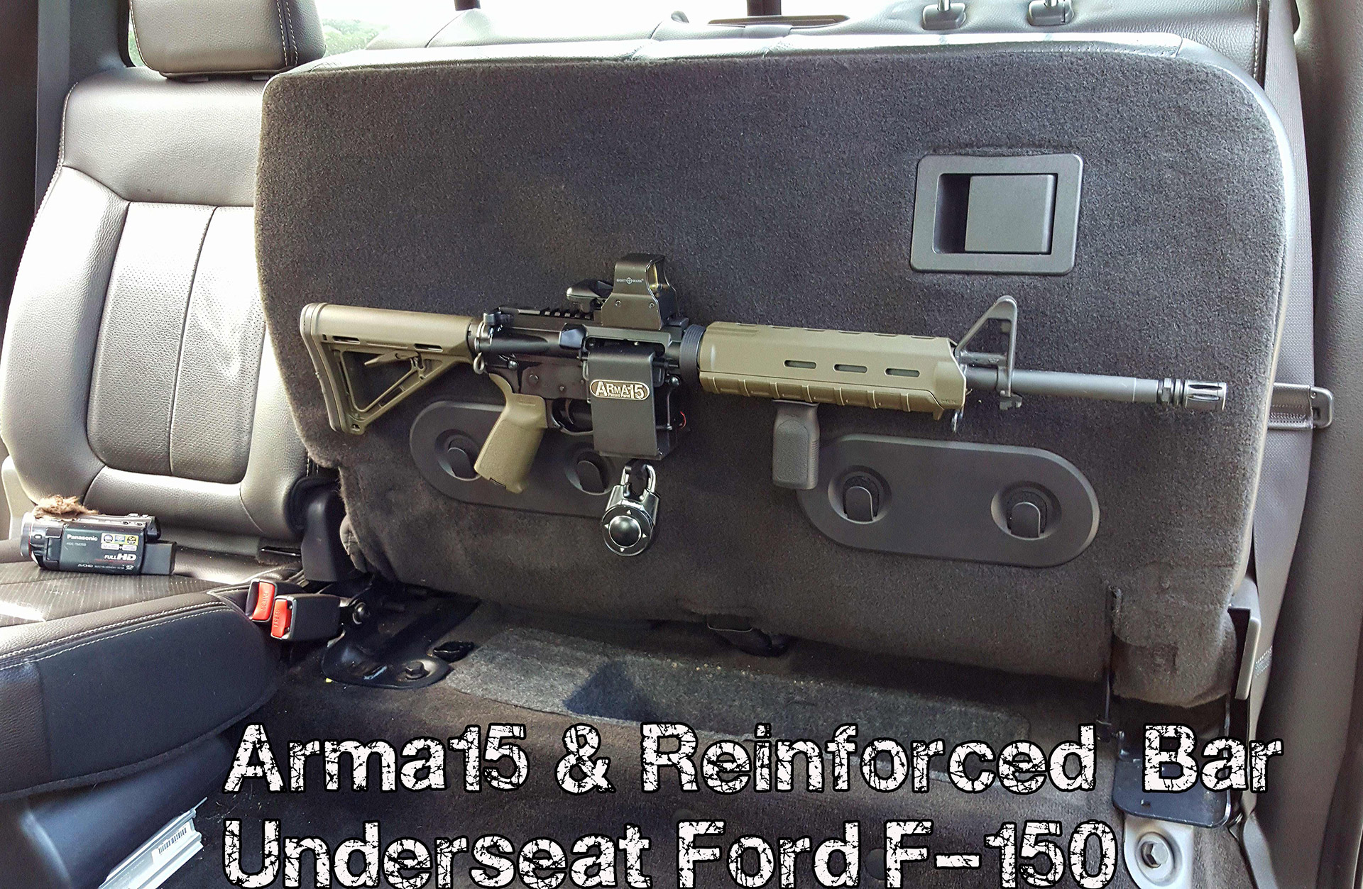 Ford Truck AR15 Mount, AR15 secure truck mount system in Ford Super Duty with ARmA15 kit