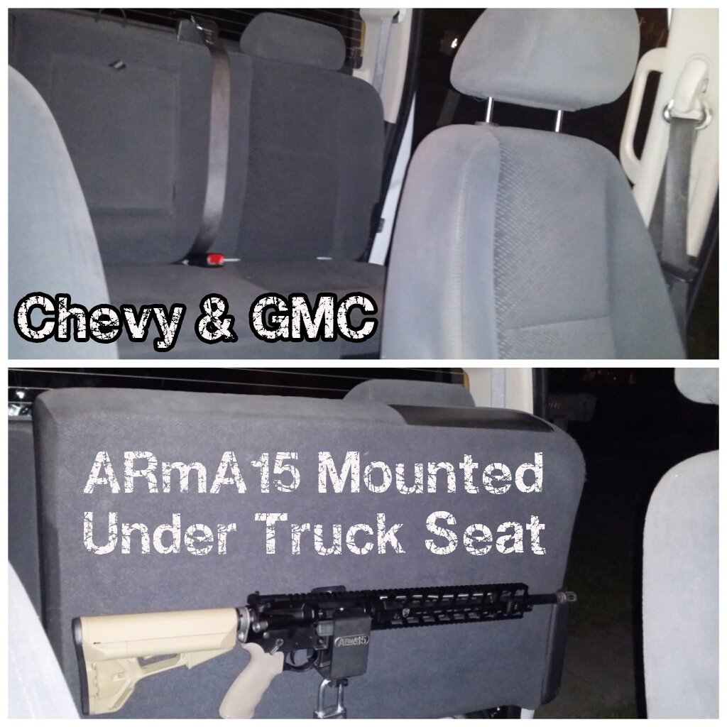 ARmA15 Chevy GMC truck mount beneath a folding rear seat